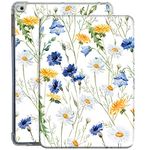 DuraSafe Cases for iPad PRO 10.5 Inch 2017 Air 10.5 3rd Generation 2019 [ Air 3 ] A1701 A2152 A2123 MQF12HN/A MQEY2HN/A TPU Ultra Slim Printed Flip Case with Corner Protection - Blue & Yellow Flowers