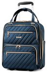 LUGGEX Underseat Carry On Luggage with Wheels, Underseat Luggage Fits 15.6 Inch Laptop for Travelling, 15.7 x 13.4 x 7.7 Inch (Blue)