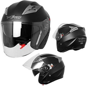 Jet Open Face Scratchproof Sun Visor Helmet Motorcycle Scooter Motorbike City A-Pro Black Matte M