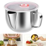 Fat Separator Jug, Gravy Fat Separator, Stainless Steel Filter Strainer Bowl Container, Gravy Oil Soup Grease Oiler Kitchen Cooking Tools for Broth Stew and Hot Pot(Silver)