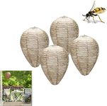 4 Pack Wasp Nest Decoy, Waterproof Hanging Fake Wasp Nest Bee Natural Wasp Repellent Wasp Trap, Wasp & Hornet Control for Home and Garden Outdoors (Light Color)