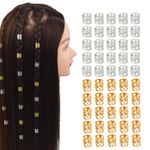 50 Pcs Dreadlocks Beads Hair Braid Rings Metal Cuffs Aluminum Dread Locks for Women Hair Clips Accessories (Gold and Silver)