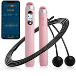 FRESH FIRE Smart Jump Rope with Free Tracking App, Counts Calories and the Number of Jumps, Cordless Fitness Skipping Rope with Counter, Boxing, Cardio, HIIT, Outdoor & Home Gym Workouts (Pink)