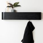 Kazai. Wall-Mounted Coat Rack 'Toke' | Modern Design Coat Rack with Hidden Wall Hooks | Solid Wood Veneer Panel Coat Hanger | Oak, Black