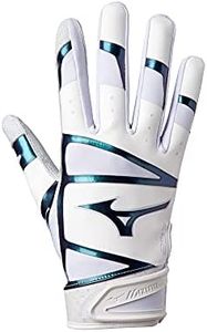 Mizuno F-257 Women's Softball Batting Glove, White-Iridescent, X-Small
