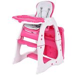 COSTWAY Baby High Chair, Convertible Highchair Booster Seat with Reclining Backrest, 5 Point Harness and Adjustable Feeding Tray, Table Chair Set for Babies and Toddlers (Red)