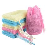 Linkidea 6 Pack Exfoliating Mesh Soap Bag Bulk Pack, Wholesale Multi-Pack, Nylon Bar Soap Saver Pouch with Drawstring, Exfoliator Body Scrubber Soap Pocket Holder for Bath Shower