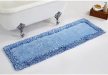 Better Trends 100% Cotton Bath Rug in Shaggy Border Collection - Ultra Soft, Plush, Absorbent, Tufted Bath Runner for Tub, Shower, and Bath Room, 20" x 60", Blue