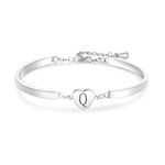 Luluadorn Heart Letter Q Initial Bracelets Bangle Cuff Wristband Bracelets Adjustable Stainless Steel Jewelry for Women Birthday Gifts