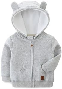 Babymine Toddler Boy Clothes 2t Zip-Up Hoodie with Sherpa Lining Spring Fall Outerwear Jacket Grey