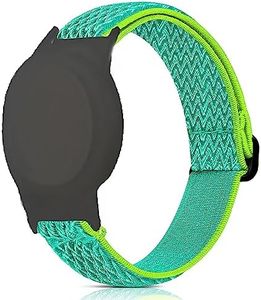 Air Tag Bracelet for Kids, Anti Lost GPS Kid Tracker Nylon Wristband for Apple Air Tag, Breathable Adjustable Braided Stretchable Elastics Watch Band for Toddlers Girls Boys Elders (Green yelloww edge)