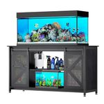 Tatub 75-90 Gallon Fish Tank Stand with Cabinet, Heavy Duty Metal Large Aquarium Stand for Accessories Storage, Reptile Tank Turtle Terrariums Table, 1000+ LBS Capacity, 58.9"x19.7"x32.6" H, New Black