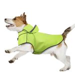 Puppy Raincoat for Small Dogs, Reflective Hooded Dog Rain Coat for Puppies, Waterproof Dog Poncho for Small Dog, Dog Rain Jacket with Adjustable Drawstring/Reflective Strip/Leash Hole (Green, S)