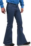 70s Disco Pants for Men,Mens Bell Bottom Pants 70s, 60s Mens Bell Bottoms Vintage Denim Jeans for Men Blue