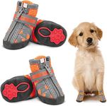 KUTKUT Shoes for Hot Pavement Hardwood Floor, Breathable Booties for Small Medium Dogs With Reflective & Adjustable Strap Zipper, Antislip Paw Protection Boots (Size: 4)