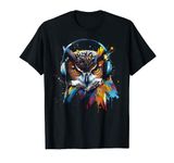 Owl Music Colourful Bird Headphones Art Animal Owl T-Shirt