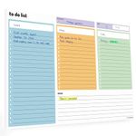 A4 To Do List Pad – 52 sheet Daily todo planner – 3 section undated desk organiser by Noted – 29x21cm - for work tasks, study revision and home planning – colourful 100gsm paper