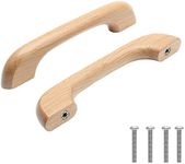 Uenhoy 10 Pcs Natural Wood Cabinet Pulls Handles Solid Wood Handles for Kitchen Cabinets and Drawers - 5" Length, 3-3/4" (96mm) Hole Spacing