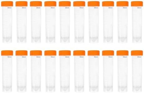 HUAZIZ 20 Piezas 50 ml tubo de ensayo, plástico, tubo transparente con orange tapa tubo centrífugo graduado, marcas cónicas/fondo plano para experimentos de química tubo