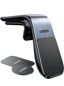 UGREEN Soporte Magnético Móvil Coche Clip para Rejillas de Aire, Soporte Teléfono Coche Imán con Chapa Metálica Universal Compatible con iPhone 16 15 14 Plus Pro MAX, Xiaomi, Galaxy S24 S23 etc.