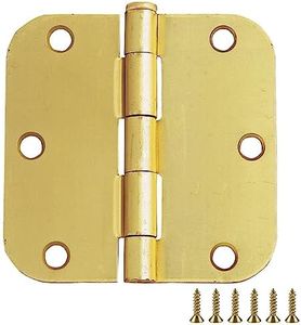 Door Hinges for Interior Doors 10-Pack 3-1/2-inch x 3-1/2-inch, Design House 5/8-inch Radius Steel Door Hinge Door Hardware, Satin Brass, 181404