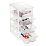 Cutting Edge Essentials Multipurpose Modular 4 Layer Plastic Drawer Storage Organizer Chest for Home,Kitchen,Office,School,Beauty Salon,Hospitals - 15.5 In X 12 In X 24 In (Transparent, Small)