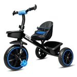 TALIO by Griffin GT-102 Kids Tricycle – Premium Straight Frame Design | Front & Rear Baskets | Cushioned Seats | Lightweight and Stylish Trike for 2-5 Year Olds (Black/Blue)