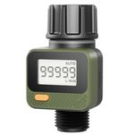 Diivoo Water Flow Meter with 180° Removable Panel, 4 Measure Modes, ±5% High Accuracy and IP54, Measure Gallon/Liter Consumption and Flow Rate for Outdoor Garden Hose Watering, RV Water Tank Filling