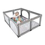 YOBEST Baby Playpen, Extra Large Play Pens for Toddlers, Babys Fence Play Area, Indoor & Outdoor Playard for Babies Kids Activity Center with Gate, Sturdy Safety Play Yard with Soft Breathable Mesh…