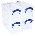 Really Useful Plastic Storage Box 2.1 Litre Clear (Pack of 4)