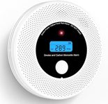 Alertlink 2-in-1 Smoke and Carbon Monoxide Detector Alarm, with Voice Alert,10-Year Battery Fire & CO Alarm with Large LCD Display, Easy Install with Adhesive or Screws