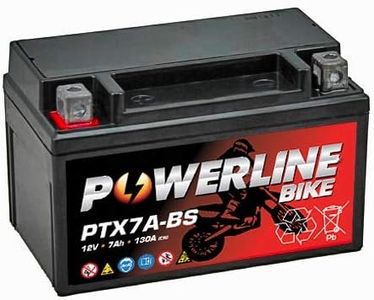 PTX7A-BS Powerline Factory Sealed Motorcycle Battery 12V 7Ah