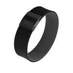 Power Ionics 3000 Tourmaline Silicone Wristband, Unisex Sports Bracelet for Energy Balance, Wide Band, Black/Black-Gray, 21cm Size Adjustable, Jewelry Gift Bag