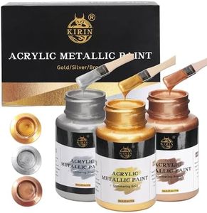 KIRIN Acrylic Paint Set, Metallic Gold & Silver & Bronze, Gold Leaf Paint for Art Painting Handcrafts, Idea Paints for Fabric Furniture Wood Clay Canvas Craft Supplies (3Pcs, 125g/Bottle）
