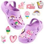 CityComfort Girls Clogs with Removable Charms, Beach Pool Shoes - Girls Gifts (Purple, 1/2 UK)