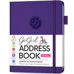 GoGirl Address Book – Telephone and Address Book with Alphabetic Tabs for Safely Storing Contacts, Small-Sized (4.0″ x 5.5″) PU Leather Hardcover – Purple