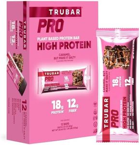 TRUBAR PRO High Protein Plant Based Protein Bar, Caramel But Make It Salty, 18G Protein, 12G Fiber, Gluten Free, Plant Based Protein, Dairy Free, Non GMO, Soy Free, No Sugar Alcohols, Vegan Protein Bars, 12ct