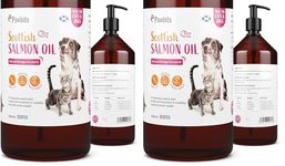 Pawbits 1 Litre Scottish Salmon Oil For Cats & Dogs - Natural Omega 3+6+9, Healthy Coat & Immune System Fish Oil (Pack of 2)