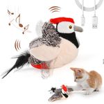 LIFLIX Flappy Bird Cat Toy, Woodpecker Shape, Vivid Chirping, Interactive Cat Toy, Touch Activated, Plush Kitten Exercise Toys, Rechargeable, Catnip Toys