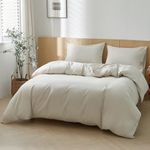 JHCHMX Beige Duvet Cover Set King Size 100% Brushed Microfiber Reversible Bedding Double Bedding Set with Zipper(Beige,King)