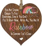 Stuff4 Rainbow in someone else’s cloud Dark Wooden Heart Sign Plaque, Rainbow Gifts, Miss You Gifts For Best Friend Keyworker Inspirational Gifts for Women Thinking of You Gifts to Cheer Someone Up