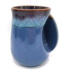 Selamica Porcelain 18oz Novelty Right-handed Handwarmer Mug, Coffee Mug, Tea Mug, gift for family friends and couple - Blue