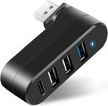 4 Port USB 3.0 Hub, 90° / 180° Degree Rotatable, XICEN USB Splitter with 3 USB Ports 1 USB C Power/Data Port, USB Extender for Laptop, Car, Mac Pro, iMac, MacBook Air, MacBook Pro, MacBook and More