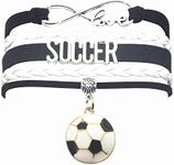 HCChanshi Soccer Bracelet Jewelry Infinity Love Soccer Charm Bracelet Soccer Jewelry For Adult Soccer Fans, Soccer lovers, Soccer Team, Soccer Themed Jewelrys Bulk (Black and White)