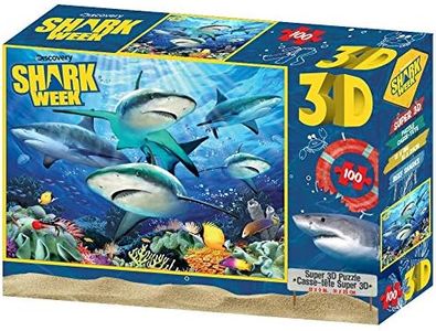 Prime3D 100-Piece Shark Week Jigsaw Puzzle for Adults, Teens, Kids Ages 6 and Up | High-Res Photographic Image | Officially Licensed Product for Discovery Channel