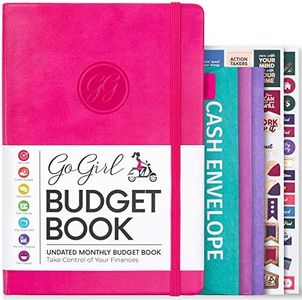 GoGirl Budget Book – Undated Colorful Monthly Financial Planner Organizer. Budget Planner & Expense Tracker to Reach Financial Goals, Lasts 1 Year, Bonus 3 Cash Envelopes, A5 Hardcover – Hot Pink