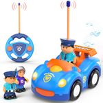 Elovien Remote Control Car for Kids, RC Car Toys for 2 3 4 5 Year Old Boys, Radio Police Car with Lights & Music, Toddlers for Boys Girls 2-3 3-5 (Blue)