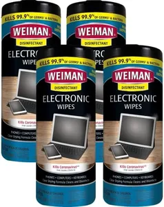 Weiman Electronic Screen Cleaner Wipes - 4 Pack Clean Your Laptop, Computer, TV, and All Electronic Equipment - Electronic Wipes - 30 Count