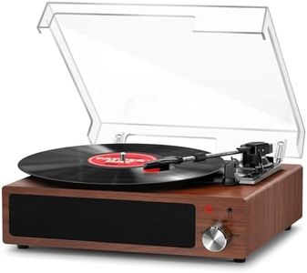 FYDEE Vinyl Record Player, Bluetooth Vintage Turntable with Built-in Dual Stereo Speakers, 3-Speed 33/45/78 RPM Retro LP Player Supports AUX Input, RCA Output, Portable Home Audio Decor, Mahogany