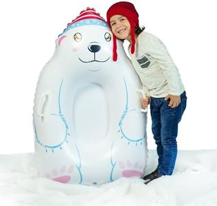SnowCandy Polar Bear Snow Sled – 37" Inflatable Polar Bear Design, Heavy-Duty PVC, Cold-Resistant to -25°C, Supports Up to 150 lbs.